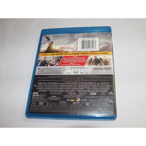 World War Z Blu-Ray + DVD Zombies, Action, Brad Pitt, PG-13 - Picture 3 of 3